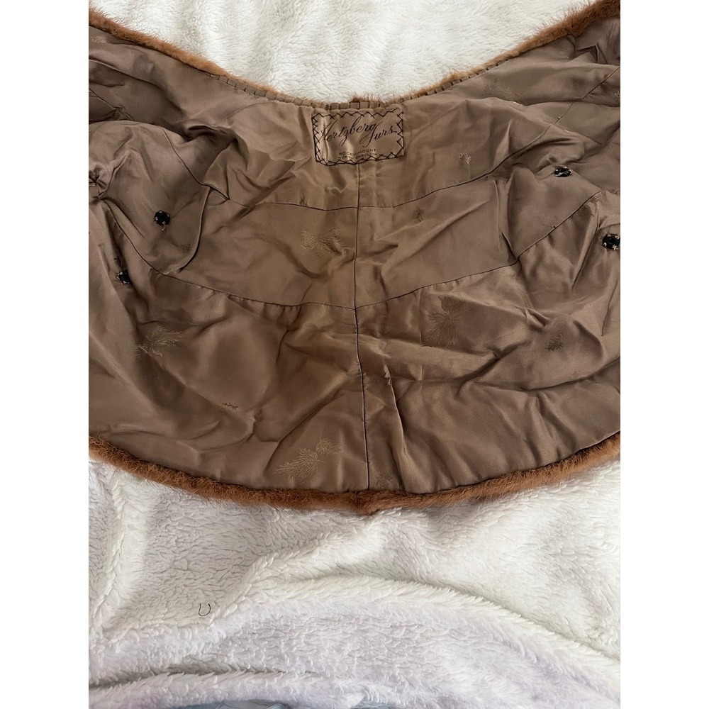Hertzberg Furs Vintage Brown Mink Fur Stole Wrap Shrug Capelet Mahogany - Picture 7 of 10